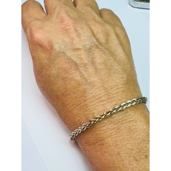Estate Sterling Silver 925 Braided Chain Bracelet 8" Unisex Italy, Lobster Claw - Picture 6 of 10
